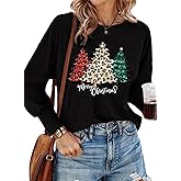 Dokotoo Womens Tops Dressy Casual Long Sleeve Crewneck Christmas T-Shirts Shirts for Women 2024 Merry Christmas Blouses Oversized Blouses for Women