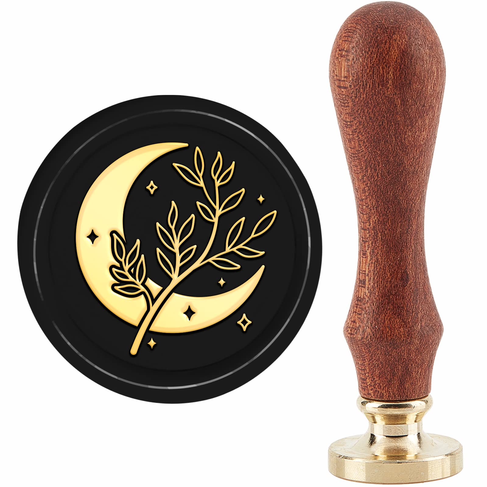 CRASPIRE Moon Wax Seal Stamp Envelope Greeting Cards Decoration Plant Scrapbooking Sealing Stamp 30mm Clear Engraving Seal for Card Invitations Gift Wrap Scrapbooking Decoration