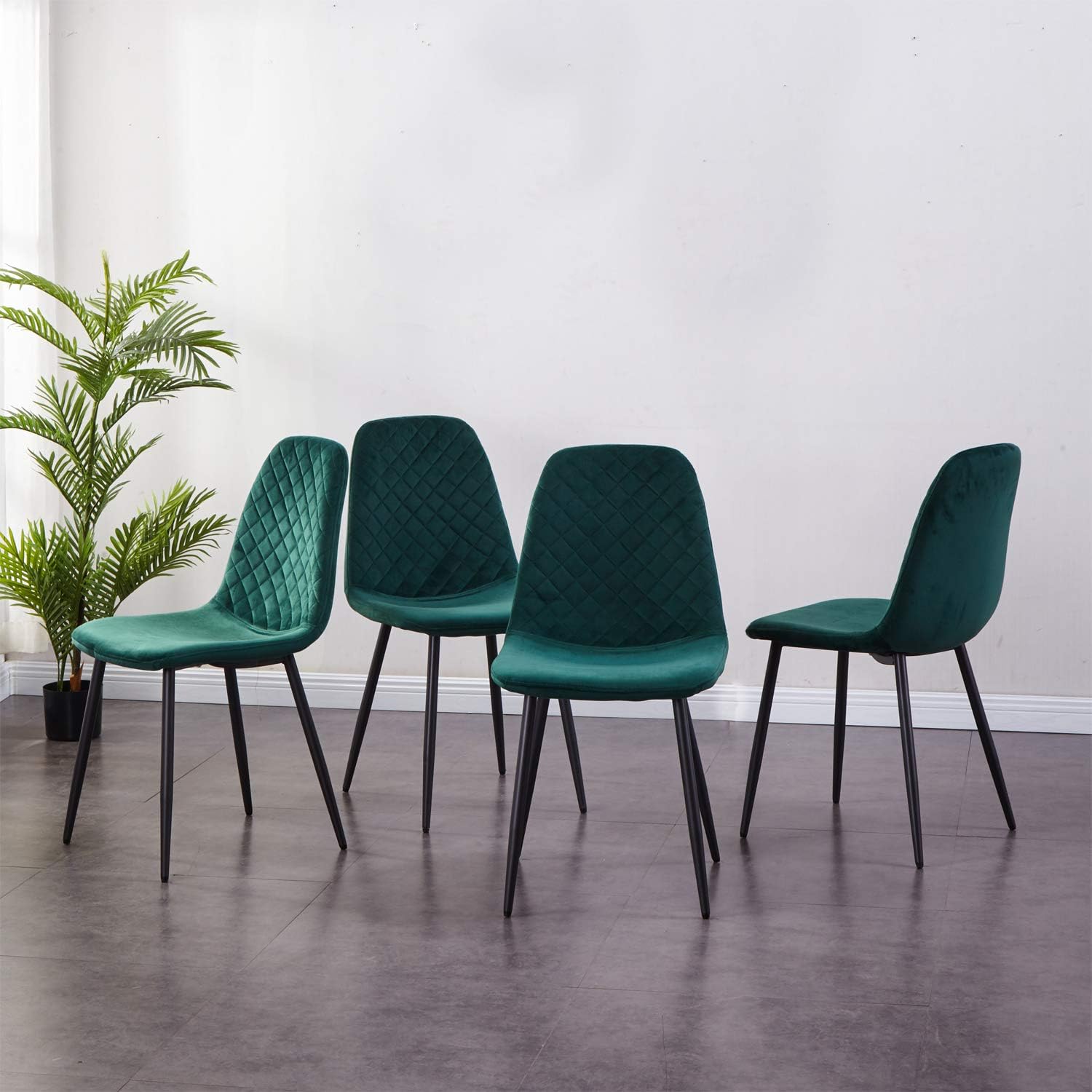 images Green Velvet Dining Chairs Set Of 4 ainpecca set of 4 velvet dining chairs fabric upholstered seat with metal legs dressing lounge home green velvet 4