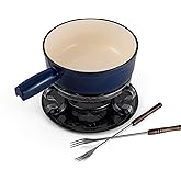Swissmar Lugano Cast Iron Cheese Fondue Set, 9-Piece, 2 QT / 2 L - Ideal for Melting Cheese, Chocolates, Caramel, & More - Pe