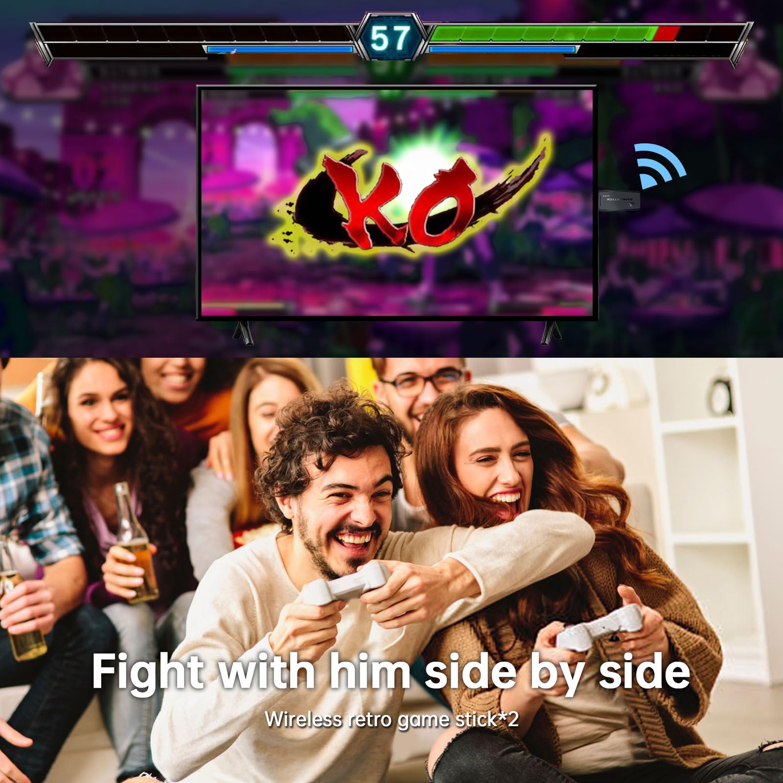 Retro Game Console 20000+ Games,64GB,4k Definition,Game Stick with Built-in 9 Emulators&Dual 2.4G Wireless Controllers,Plug and Retro Play Video Games for TV.