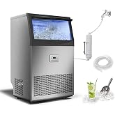 Uthfy Commercial Ice Maker, 80lbs/24H Under Counter Ice Maker Machine with 33lbs Storage, 50 Ice Cubes per Cycle, Freestanding Ice Machine with Self-Cleaning, LED Display for Home, Restaurant, Bar