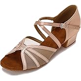 CLEECLI Low Heel Ballroom Dance Shoes Women Latin Salsa Practice Dancing Shoes 1.5 Inch Heel ZB14