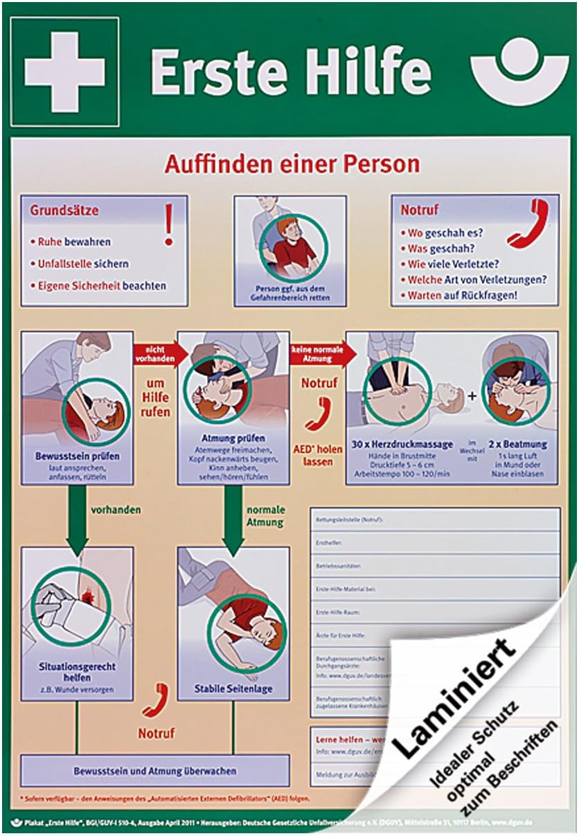 Amazon Com Sohngen Plakat Erste Hilfe Anleitung Din A2 Kunststoff Computers Accessories