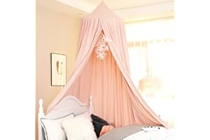 Extra Large Kids Bed Canopy for Girls Boys Bedroom Decor, Crib Nursery Hanging Light Blocking Reading Nook (Coral Pink)