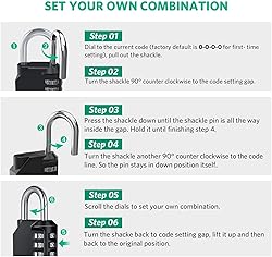 Combination Lock Resettable 4 Digit Padlock with