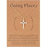 Lcherry Cross Necklace for Women, 18k Gold-plated Cubic Zirconia Cross Pendant Necklace Christian Baptism Confirmation Gifts for Women