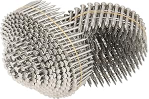raseparter 1200 Count Stainless Siding Nails 15 Degree 1-1/4 Inch x 0.09 Inch, Small Cap Coil Stud for Wood and Plastic