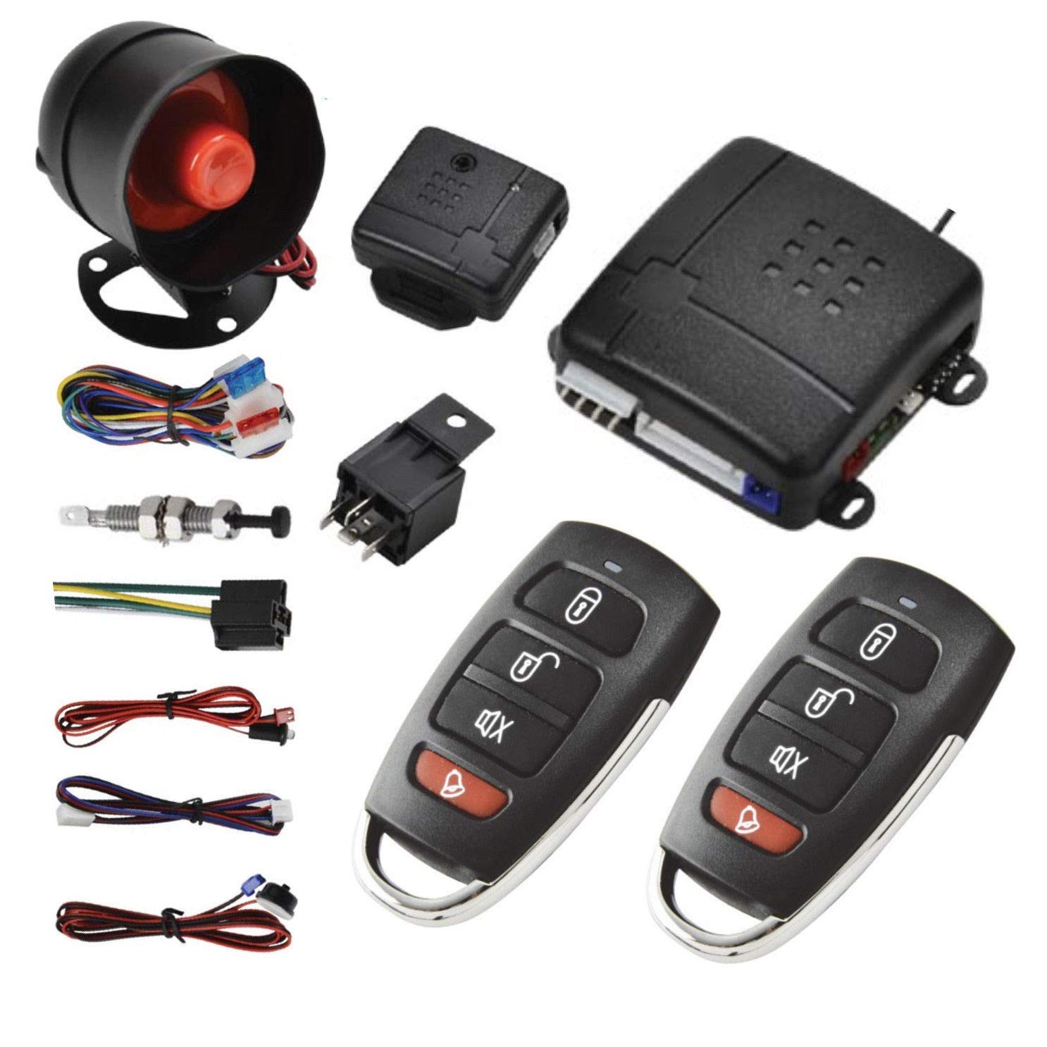 Riloer Car Alarm System Immobilizer Kit - Car Central Lock Remote Start and Keyless Entry System,for Universal Auto Remote Central Kit