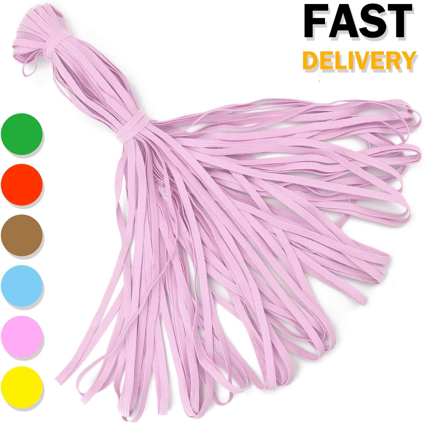 40 Yards Colorful Elastic Cord Band with Heavy Stretch Knit and Width Braided Elastic for Sewing Craft DIY Earloop Cuff…