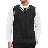 COOFANDY Men's Sweater Vest V Neck Slim Fit Casual Sleeveless Twisted Knitted Pullover Sweater