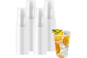 Huifany 200 Pack 9 oz Plastic Cups, Clear Plastic Cups Disposable, Clear Cup Cold/Hot Drinking Cup for Party, Wedding, Graduation, Travel, Holiday, Events, Birthday