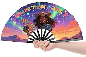 FUAZONR 26 In Sturdy Boots On The Ground Hand Fan, Large Where Them Fans At Folding Fans, Loud Clacking Fans for Line Dancing, Western Hand Fans for Women, Portable Popping Fan for Cowgirl Festival (Purple)