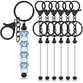 Huwena 6 Pcs Beadable Keychain Bars Blanks Bead Keychain Metal for Pendant DIY Crafts Jewelry Making Gift