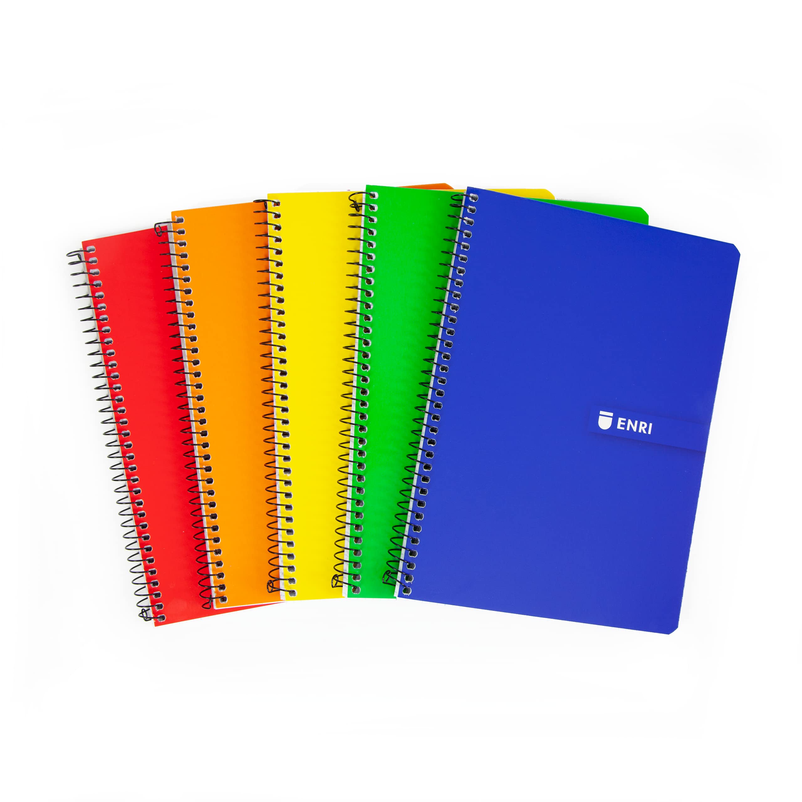 Enri, Notebooks A4 (Folio) Stripes, Soft Cover, 80 Sheets, Pack 5 Notebooks, Assorted Colors