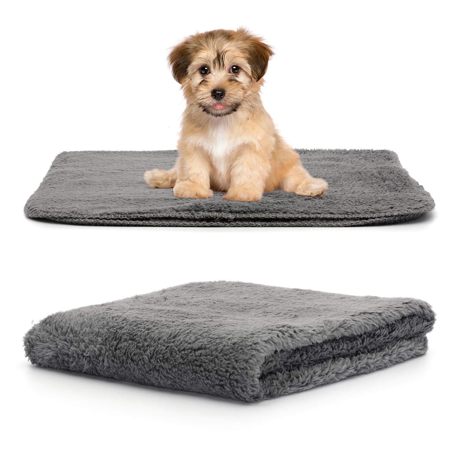 Snug Rug Luxury Pet Blankets - Fluffy Sherpa Fleece Blanket Soft and Warm Dogs and Cats – Washable Throw for Car Sofa Bed (Small 88 x 60cm, Slate Grey)