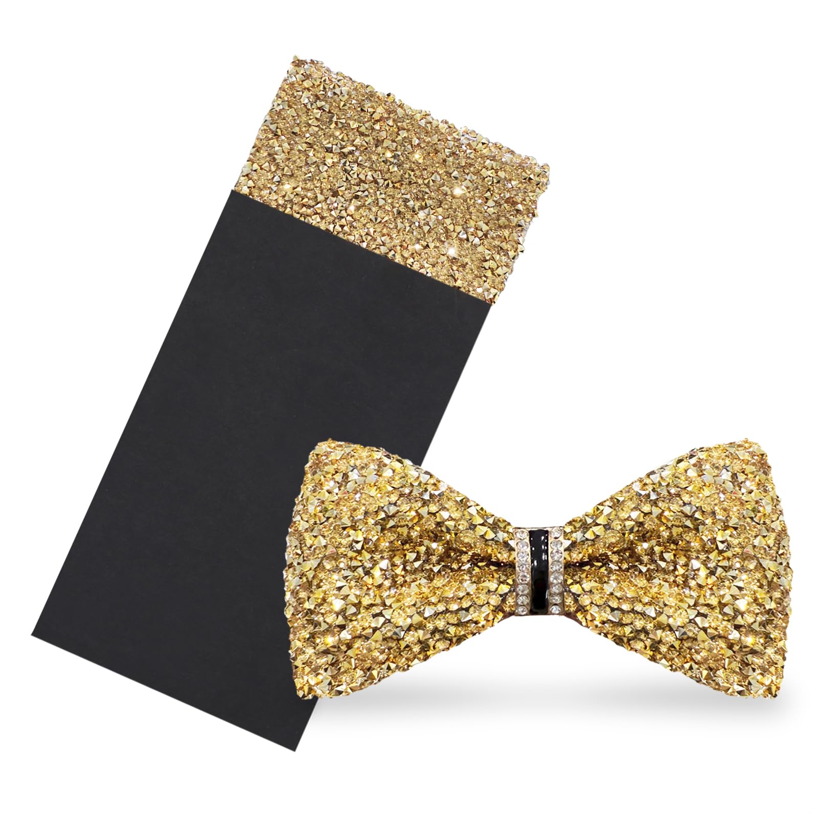 Photo 1 of ***only the bow tie*** GHTIYLP Sparkle Mens Bow Tie Set, Pre-tied Rhinestone Bow Tie and Prefolded Pocket Square Prom Wedding Party (Gold)