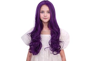 DUDUWIG Purple Wig - Long Synthetic Hair Wig, Ombre, Natural Wavy, Kid Girls, Hair Net Included