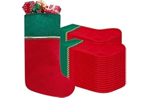 Subyan 36 Pack Felt Christmas Stockings, 19 Inches Red and Green Christmas Stocking Hanging Ornaments with Gold Trim for Family Christmas Holiday Decorations DIY Craft Large Xmas Stocking