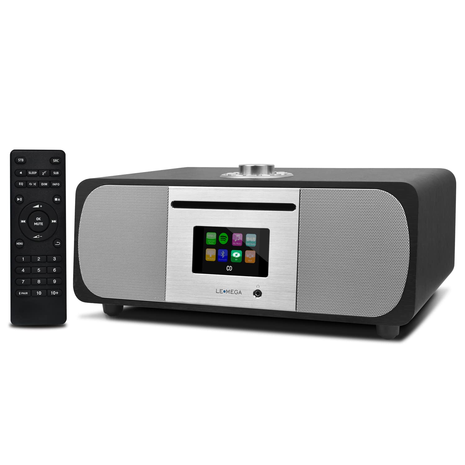 LEMEGA M5P DAB Radio with CD Player,WiFi Internet Radio with Bluetooth 35W Hi-Fi Compact Stereo System,Spotify Connect,USB player,Dual Alarms Clock,FM Digital Radio with Remote Control - Black Oak