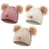 Geyoga Kids Winter Pompom Hat Knitted Ski Beanie Hat Pom Pom Beanie Cap for Girls Boys, for 0-13 Years Old