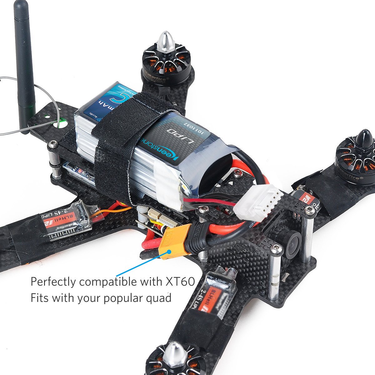 Keenstone LiPo Battery Pack 1600mAh 75C 4S 14.8V XT60 Plug w/ Voltage Meter & Battery Power Indicator RC Boat Heli Airplane UAV Drone FPV