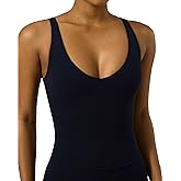 PAVOI ACTIVE Sports V Neck Tank Top for Women - Low V Front & Back Mid Support Cropped Tight Tank with Shelf Bra - FlexFlow
