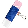 VCase LipBalm Holder with Keychain, Lipstick Holder Keychain, Lip Gloss Holder Keychain, Never Lose Your Lip Balm, Lip Gloss or Lipstick with Cute Elastic Lip Balm Keychain Holder (Blue)