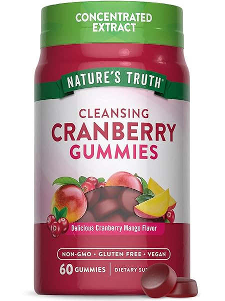 NATURE’S TRUTH CRANBERRY GUMMIES | 60 COUNT | VEGAN, NON-GMO & GLUTEN FREE SUPPLEMENT | CRANBERRY MANGO FLAVOR