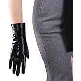 DooWay Women's Sexy Leather Gloves 28cm Middle Length Over Wrist Faux Leather Unlined for Cosplay Dressy Driving