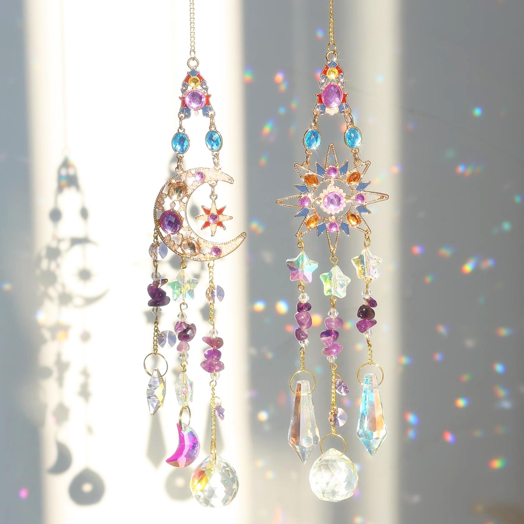 Suncatcher Crystal Window, Pack of 2 Crystal Pendant Decoration, Hanging Window Decoration, Crystal Suncatcher, Rainbow Suncatcher Crystal, Rainbow Crystal Pendant, Home Garden Decoration
