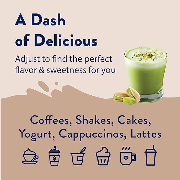 JORDAN’S SKINNY MIXES SUGAR FREE COFFEE SYRUP, PISTACHIO COFFEE FLAVORING SYRUP, ZERO CALORIE DRINK MIX, LATTES, BAKING, PROTEIN SHAKE OR COCKTAIL, DAIRY & GLUTEN FREE, KOSHER, 25.4 FL OZ