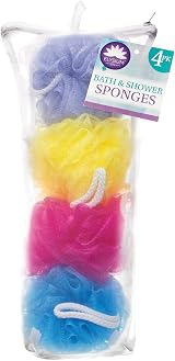 ELYSIUM SPA Mesh Exfoliating Bath & Shower Sponge 4 Pack Assorted Colors view 2
