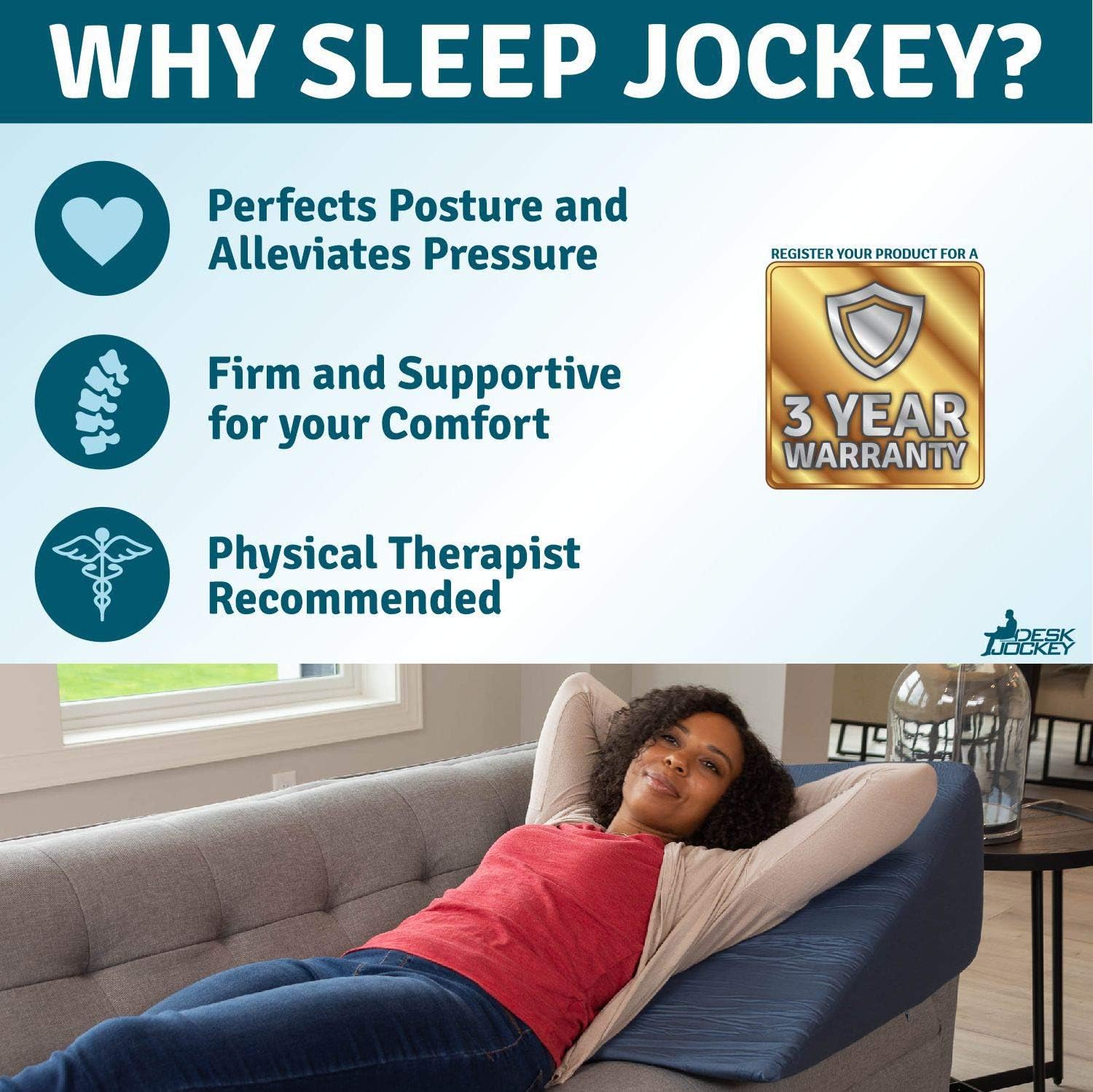 Bed Back Wedge Pillow - Incline Bed Rest for Sitting Up - Sleep Back Support, Pregnancy, Surgery Recovery, GERD, Acid Reflux, Apnea: Home & Kitchen