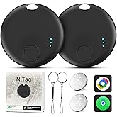 Air Tracker Tags for Android or iOS, Dual System Air Tracker-2 Pack, Bluetooth Tracking Tag Compatible with iOS Find My or Google Find Hub App, Smart Tracker Tags Key Finder for Key Wallet (Black)