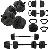 Fitvids Adjustable Dumbbell Set, 60 Lbs Free Weights with Connector, Black