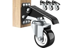 SOLEJAZZ Workbench Caster kit 880 LBS Capacity 3" Heavy Duty Retractable Workbench Caster All Steel Construction Urethane Wheels, Bonus Install Template, 4 Casters