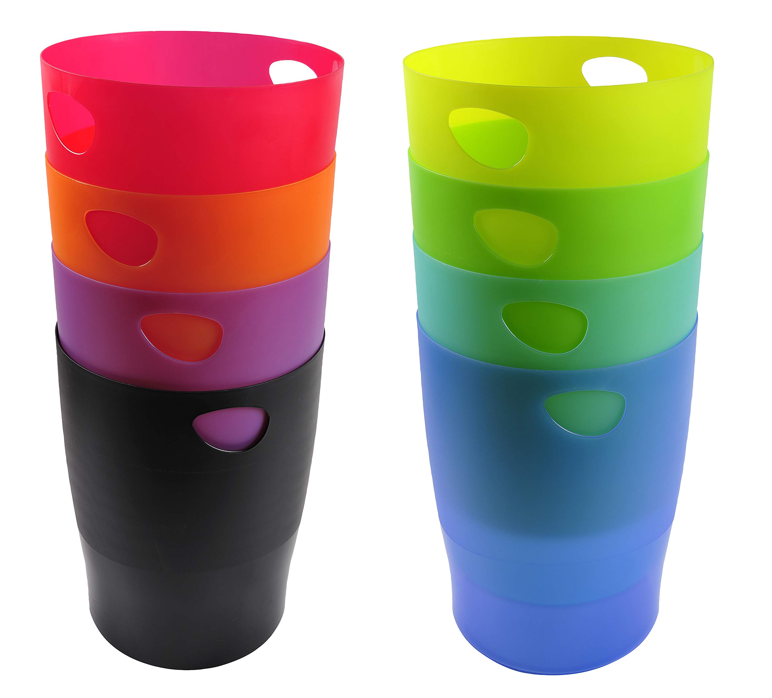 Exacompta - Ref 45399D - Ecobin Waste Paper Bin- 263 x 263 x 335mm in Size, Large Waste Capacity of 15 Litres, Easy Clean Interior - Assorted Translucent Colours (Pack of 8)