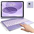 typecase Touch iPad 10th Generation Case with Keyboard (10.9", 2022) and iPad A16 (11th Gen, 2025) – 360° Rotatable, 11-Color Backlit, Multi-Touch Trackpad, Thin & Light (Light Purple)