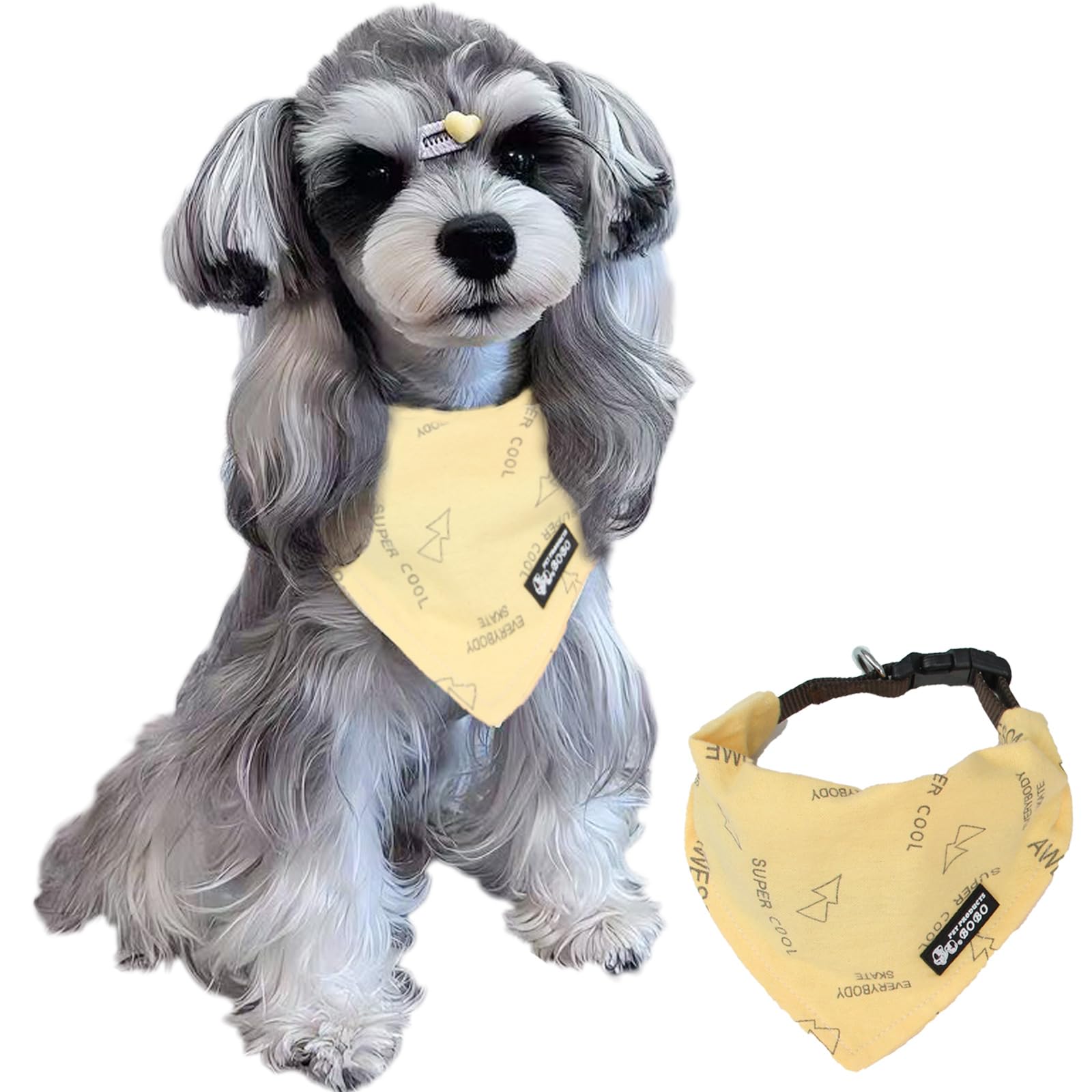 Anlitent Multi-Function Dog Collar Bandana Adjustable Dog Collars with Leash-Ring for Small Dogs Cats, Washable Bibs Scarf, Pet Kerchief, Cotton Triangle Scarfs Clothing