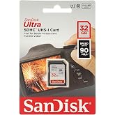 SanDisk 32GB Ultra SDHC UHS-I Memory Card - 90MB/s, C10, U1, Full HD, SD Card - SDSDUNR-032G-GN6IN