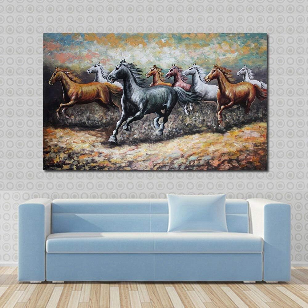 YYJHMK Abstract Animal Painting 8 Horses Running Picture Canvas Printed Wall Art Print Posters for Living Room Home Decor