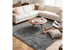 Blivonta Area Rugs for Bedroom Living Room, 4x6 Soft Large Fluffy Fuzzy Shag Plush Furry Carpet, Soft Indoor Floor Mat for Kids Nursery Home Dorm Office Decor Aesthetic, Light Grey