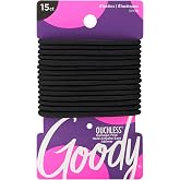 Goody Ouchless Hair Elastics &ndash; No Pull, No Breakage, Tangle-Free Hold for Thick, Curly, Coily &amp; Textured Hair &ndash; 15 Count, Black, Long-Lasting Ponytail Holders for Women &amp; Men
