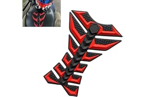 Arwrilt 3D Motorcycle Tank Pad, Anti-slip Rubber Fishbone Tank Protector Pad, Self-Adhesive Waterproof Gas Oil Fuel Tank Sticker, Universal Anti-Scratch Protector for Most Motorcycles (Red)