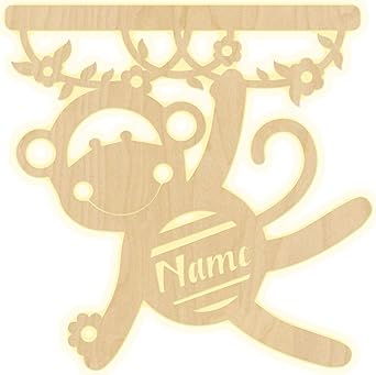 Wandlampe Affe Kinderzimmer Personalisierte Lampe Mit Namen Nachtlicht Leuchte Led Wandleuchte Dekoration Holz Jungen Madchen Baby Geschenk Set Schlummerlicht Amazon De Beleuchtung
