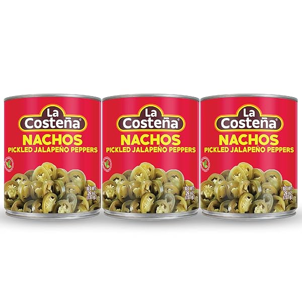 LA COSTEÑA SLICED NACHO JALAPENO PEPPERS – PICKLED JALAPENOS – JALAPENO PEPPER – HOT PEPPERS – MEXICAN FOOD, GUACAMOLE, SPICY NACHO & TACO TOPPINGS, ENCHILADAS & SALSA – 26OZ, 1 PACK CANNED JALAPENOS
