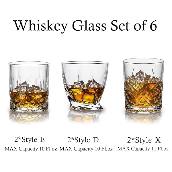 ZEXOLAP 9, 10, 11 OZ OLD FASHIONED WHISKEY GLASSES – BOURBON, LIQUOR AND COCKTAIL DRINKS STYLE,SCOTCH GLASSES,BAR TUMBLER SET OF 6