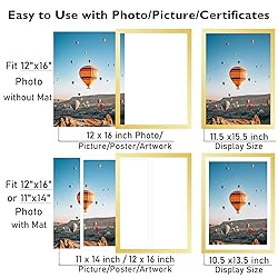 JCJMY 12x16 Picture Frame Gold with 11x14