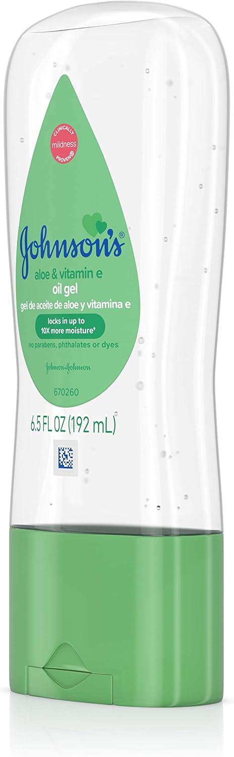 Johnson's Baby Oil Gel with Aloe Vera & Vitamin E, Hypoallergenic Baby Skin Care, 6.5 fl. oz (Pack of 6) (Packaging May Vary): Health & Personal Care